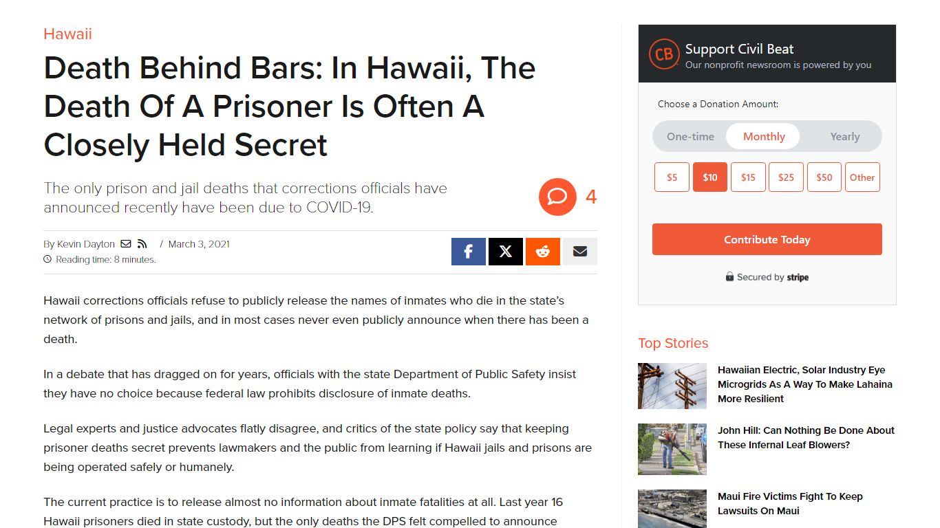 Death Behind Bars: In Hawaii, The Death Of A Prisoner Is Often A ...